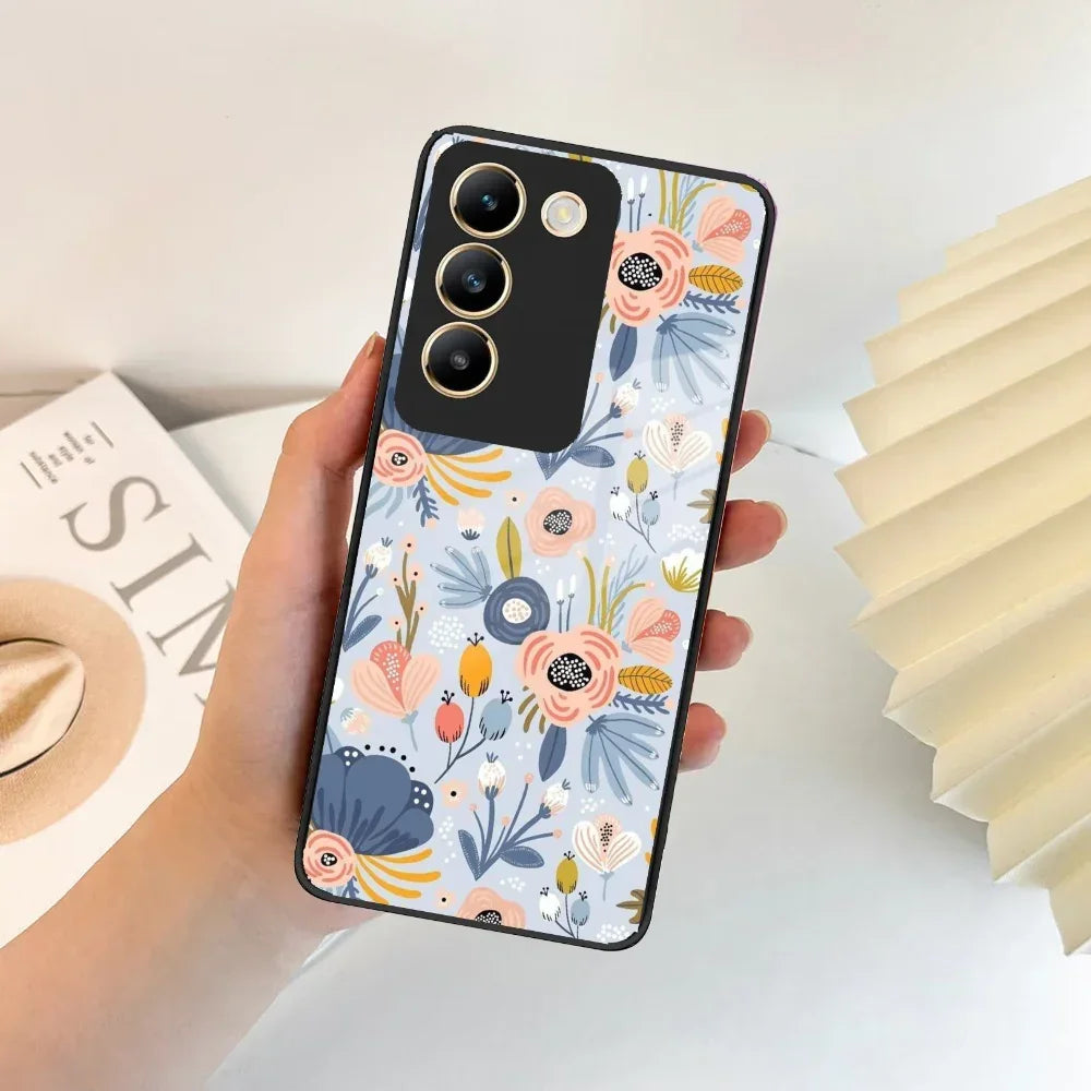 Dewy Flower Mix Glass Case Cover For Vivo - ShopOnCliQ