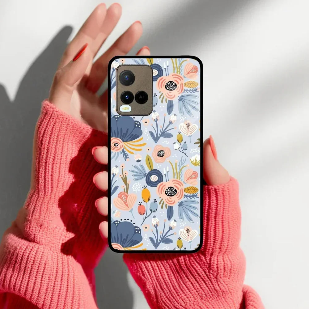 Dewy Flower Mix Glass Case Cover For Vivo - ShopOnCliQ