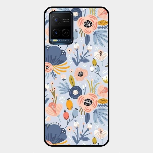 Dewy Flower Mix Glass Case Cover For Vivo Y21A