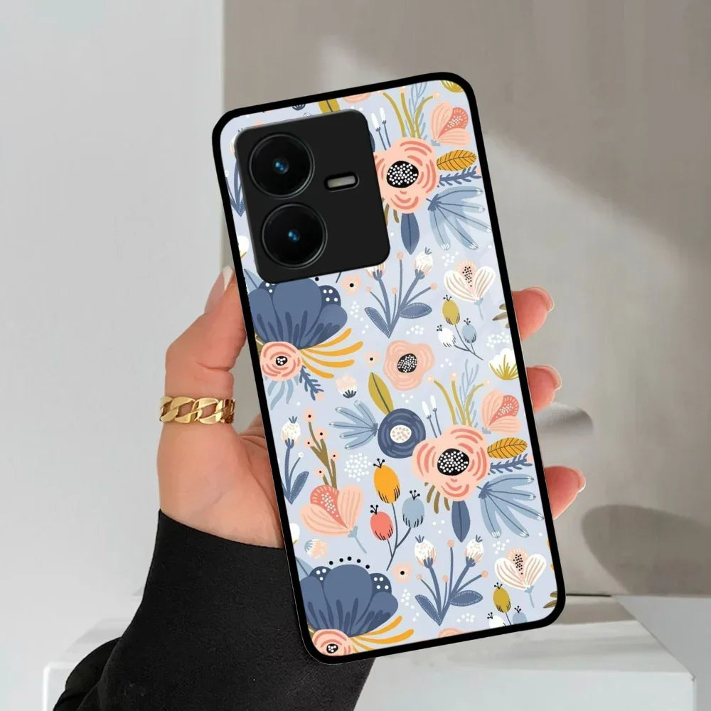 Dewy Flower Mix Glass Case Cover For Vivo - ShopOnCliQ