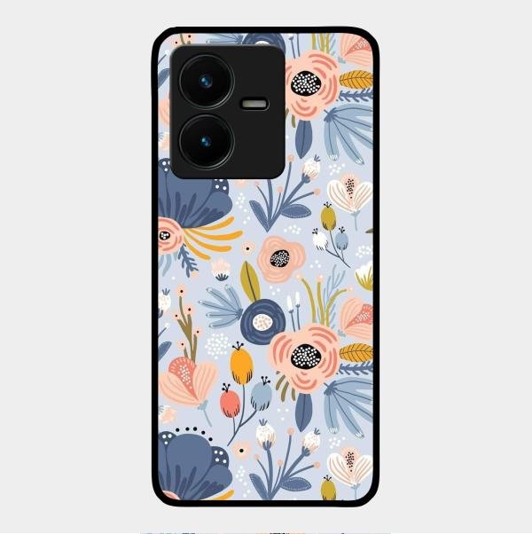 Dewy Flower Mix Glass Case Cover For Vivo Y22