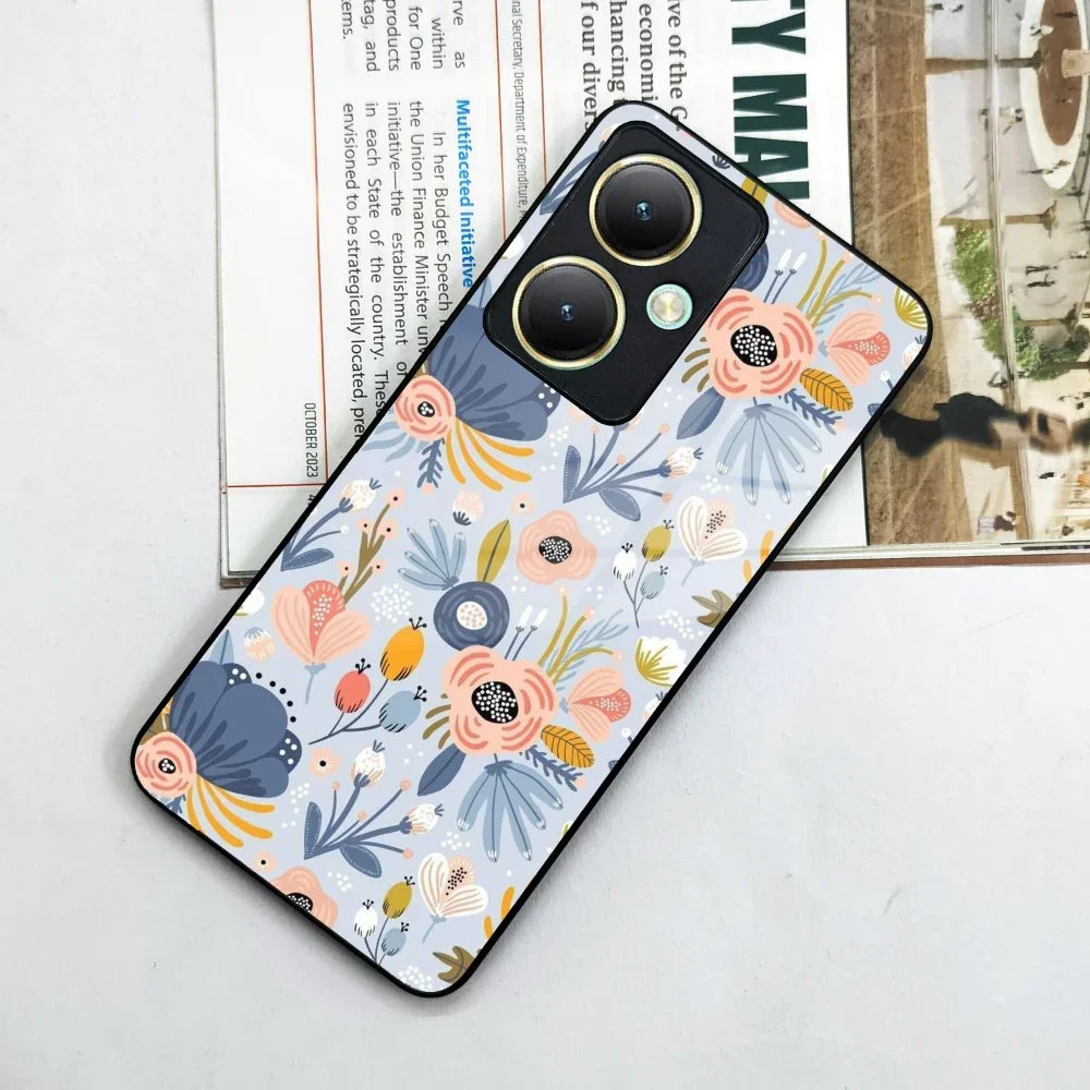 Dewy Flower Mix Glass Case Cover For Vivo - ShopOnCliQ