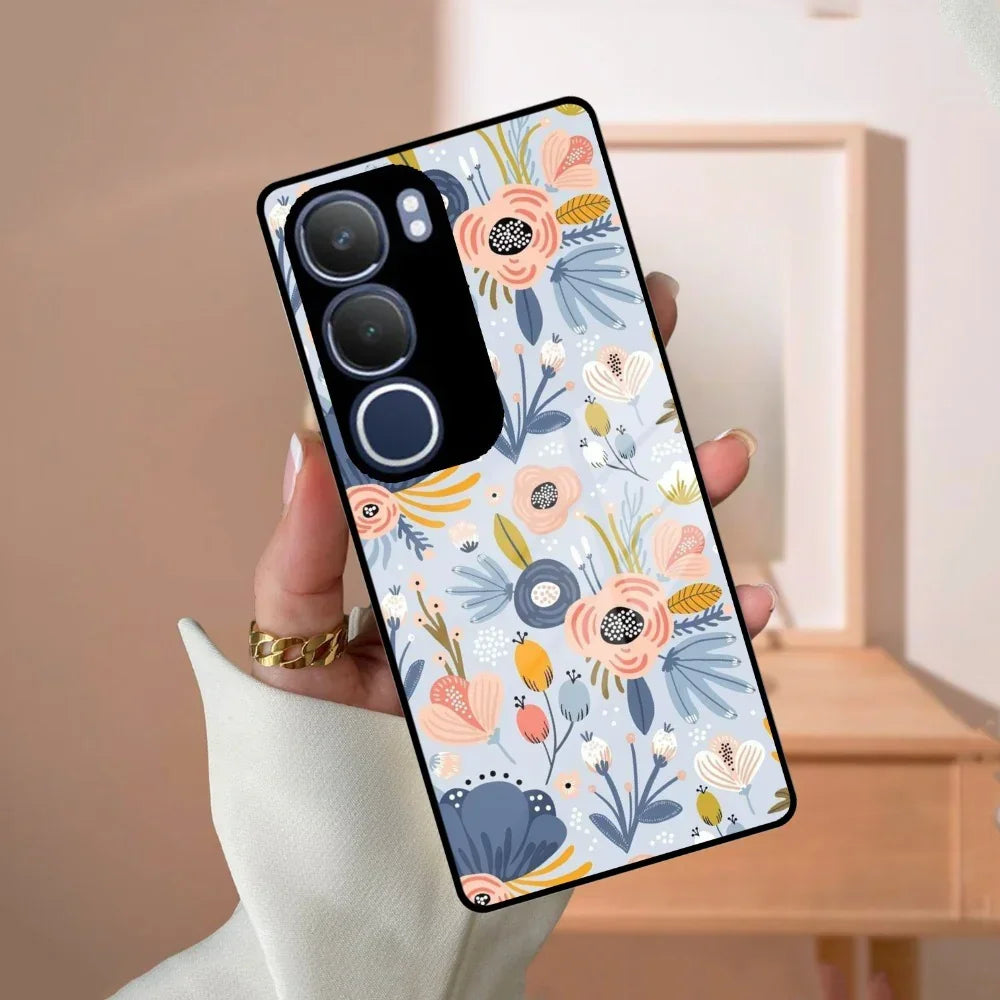 Dewy Flower Mix Glass Case Cover For Vivo - ShopOnCliQ