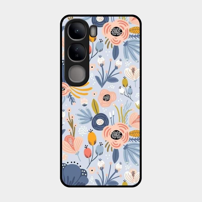 Dewy Flower Mix Glass Case Cover For Vivo Y300 5G