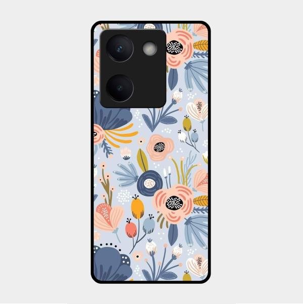 Dewy Flower Mix Glass Case Cover For Vivo Y300 Plus 5G