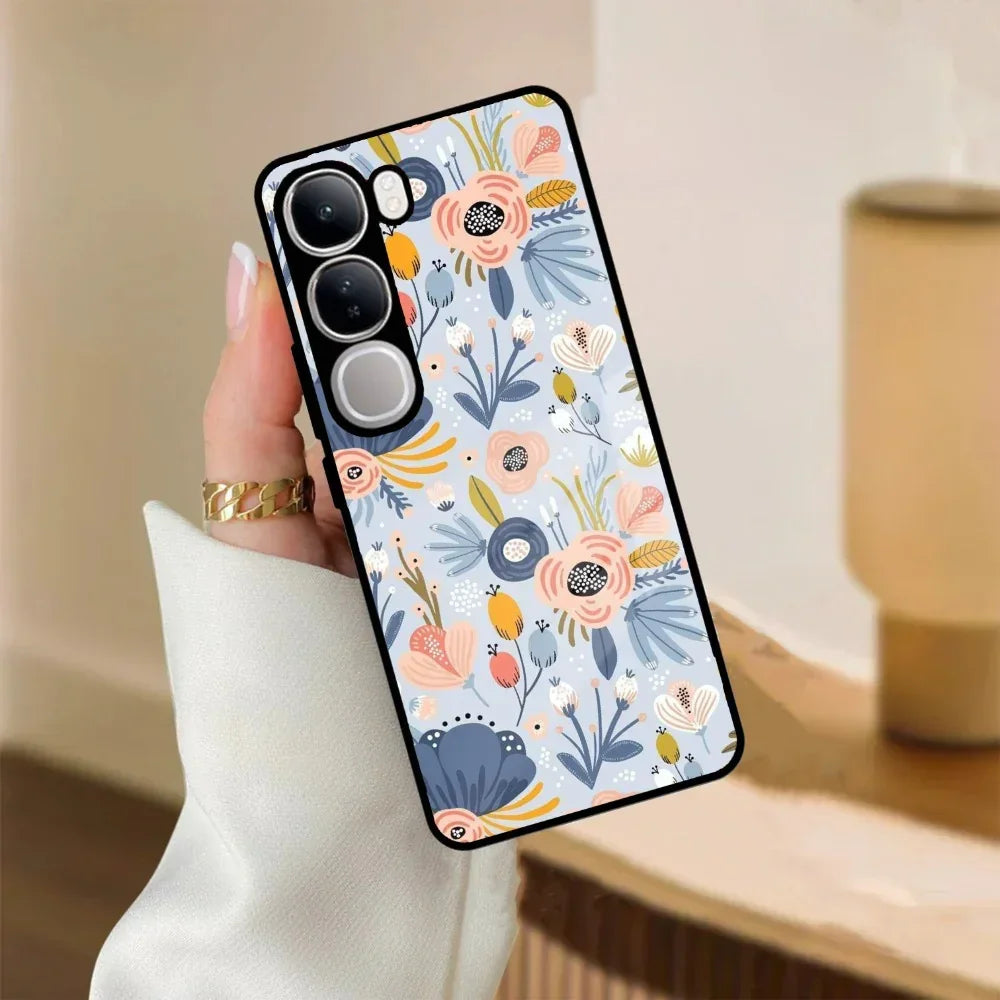 Dewy Flower Mix Glass Case Cover For Vivo - ShopOnCliQ