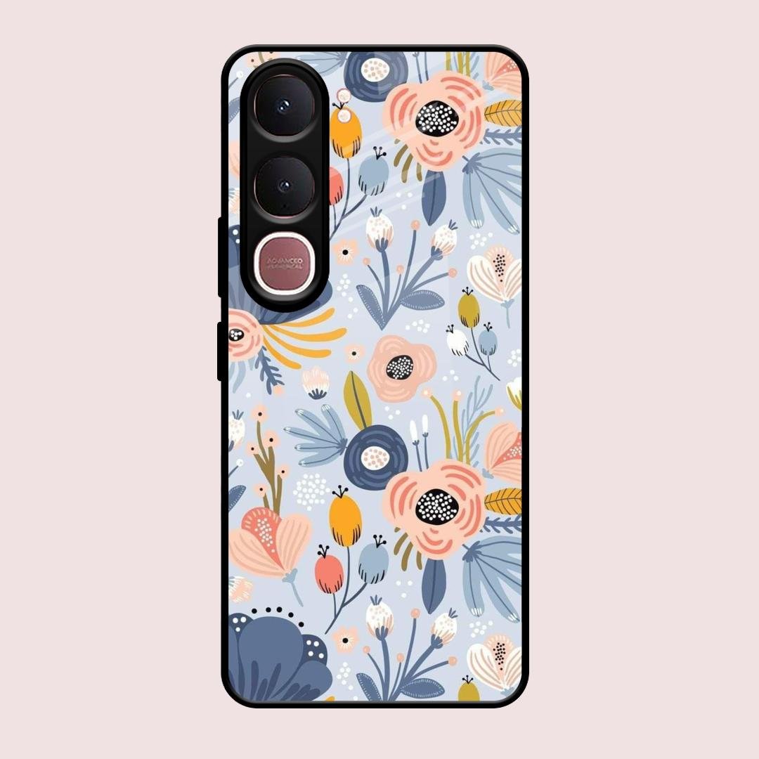 Dewy Flower Mix Glass Case Cover For Vivo Y31 5G