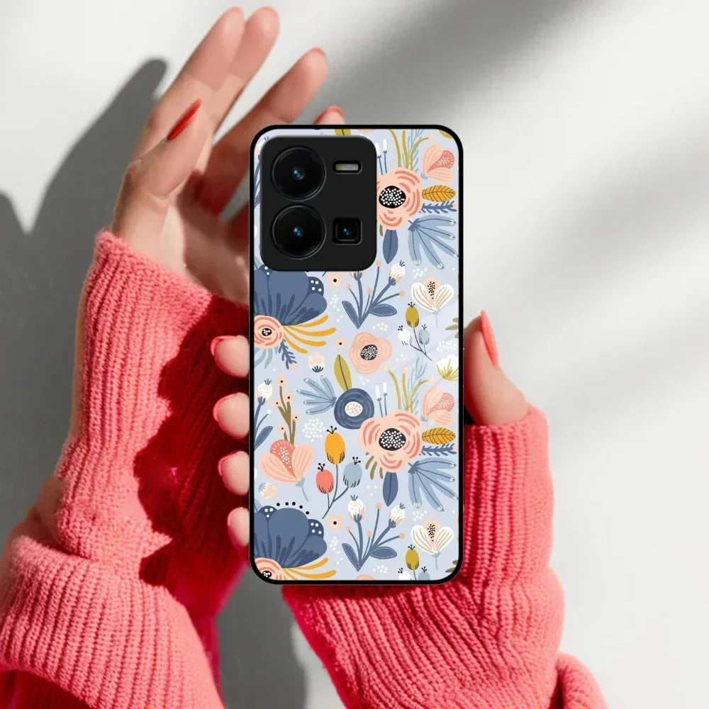 Dewy Flower Mix Glass Case Cover For Vivo - ShopOnCliQ