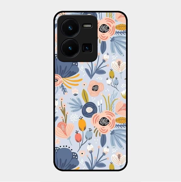 Dewy Flower Mix Glass Case Cover For Vivo Y35