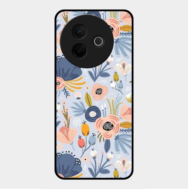 Dewy Flower Mix Glass Case Cover For Vivo Y39 5G