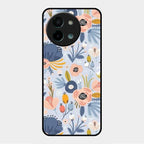 Dewy Flower Mix Glass Case Cover For Vivo Y58 5G