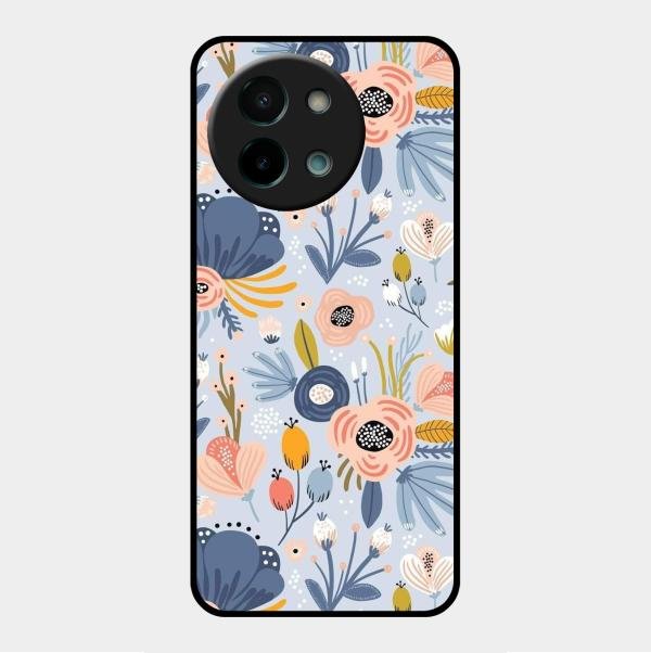 Dewy Flower Mix Glass Case Cover For Vivo Y58 5G