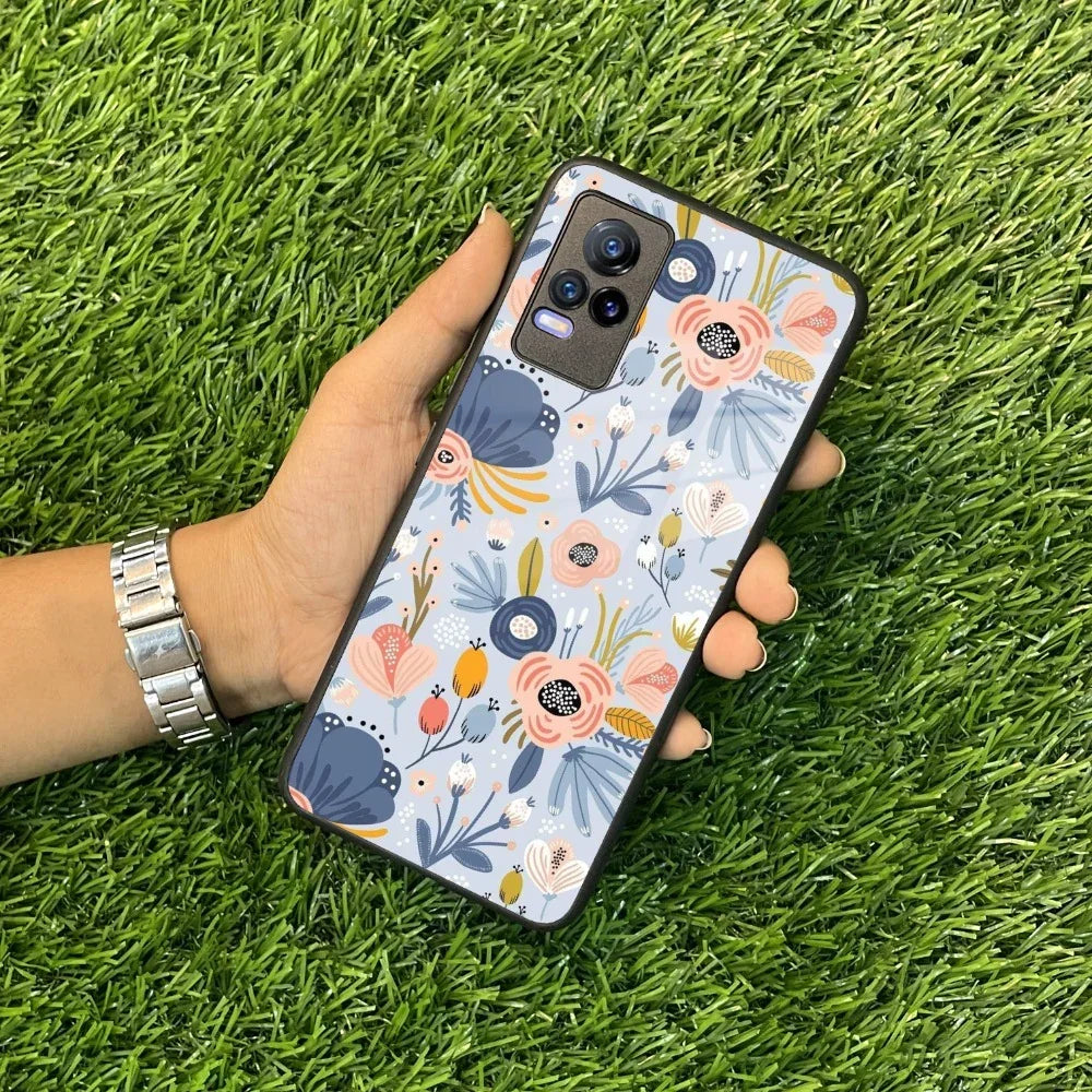 Dewy Flower Mix Glass Case Cover For Vivo - ShopOnCliQ