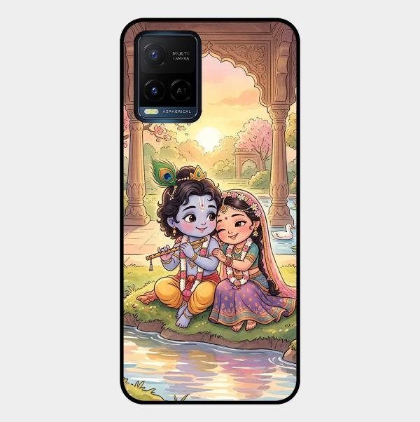 Divine Couple  Glass Case Cover For Vivo T1X