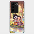 Divine Couple  Glass Case Cover For Vivo V27 5G