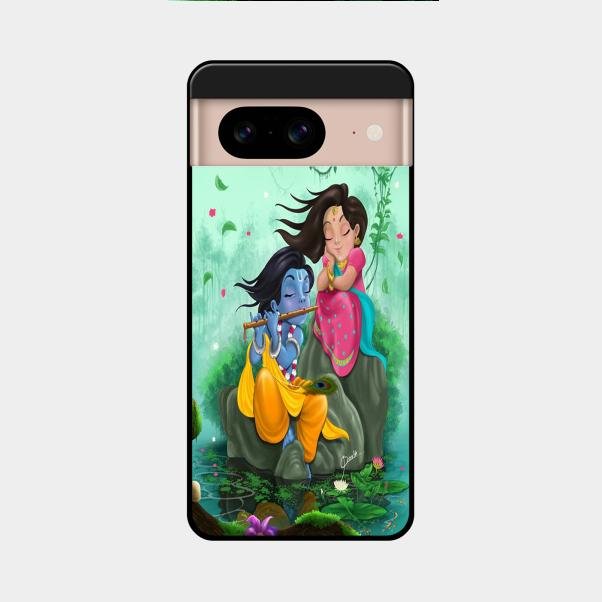Divine Harmony Radha Krishna Glass Phone Case For Google Pixel 8 5G