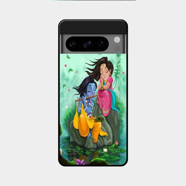 Divine Harmony Radha Krishna Glass Phone Case For Google Pixel 8 Pro 5G
