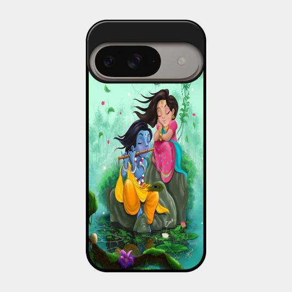 Divine Harmony Radha Krishna Glass Phone Case For Google Pixel 9 5G