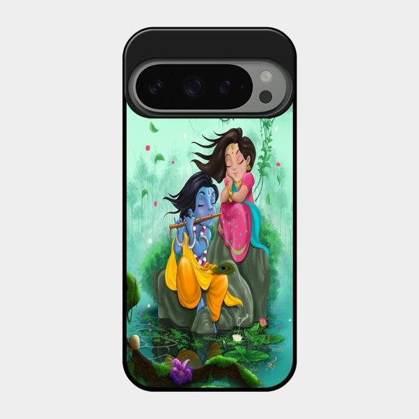 Divine Harmony Radha Krishna Glass Phone Case For Google Pixel 9 Pro 5G