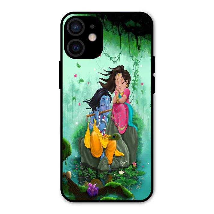 Divine Harmony Radha Krishna Glass Phone Case For iPhone 12 mini