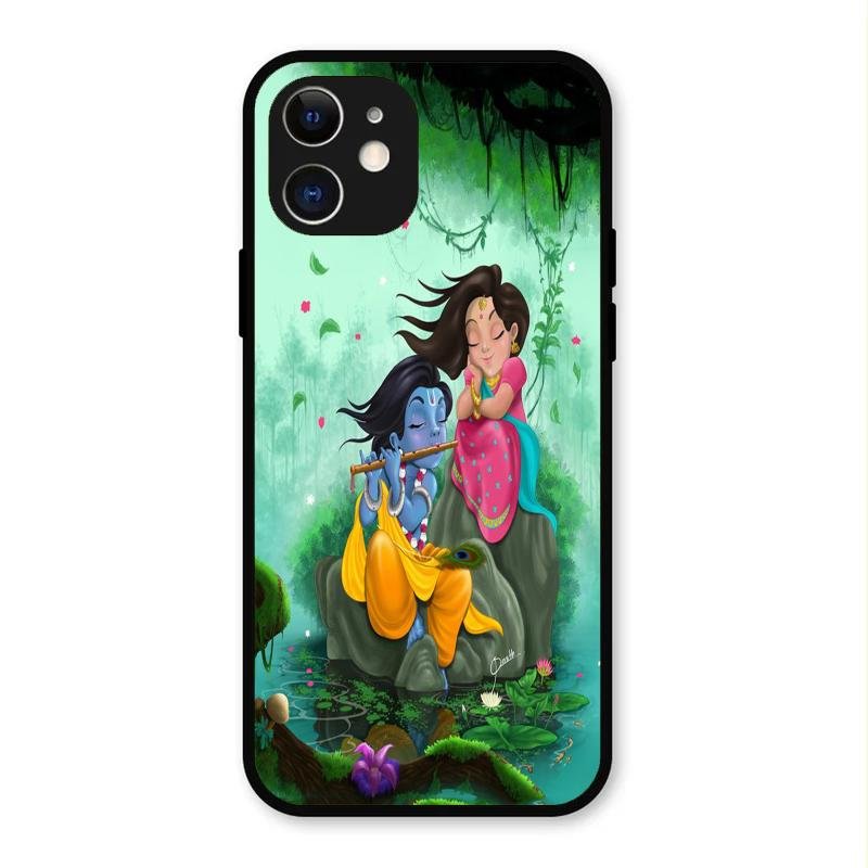 Divine Harmony Radha Krishna Glass Phone Case For iPhone 12