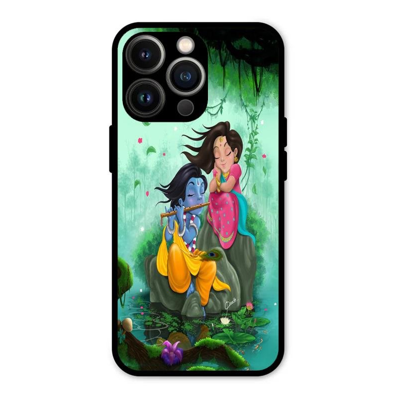 Divine Harmony Radha Krishna Glass Phone Case For iPhone 13 Pro
