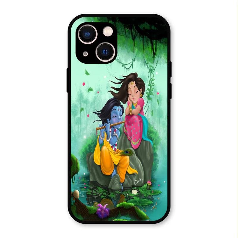 Divine Harmony Radha Krishna Glass Phone Case For iPhone 13