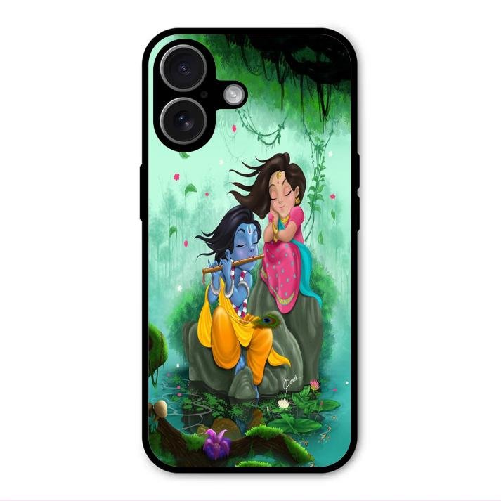 Divine Harmony Radha Krishna Glass Phone Case For iPhone 17