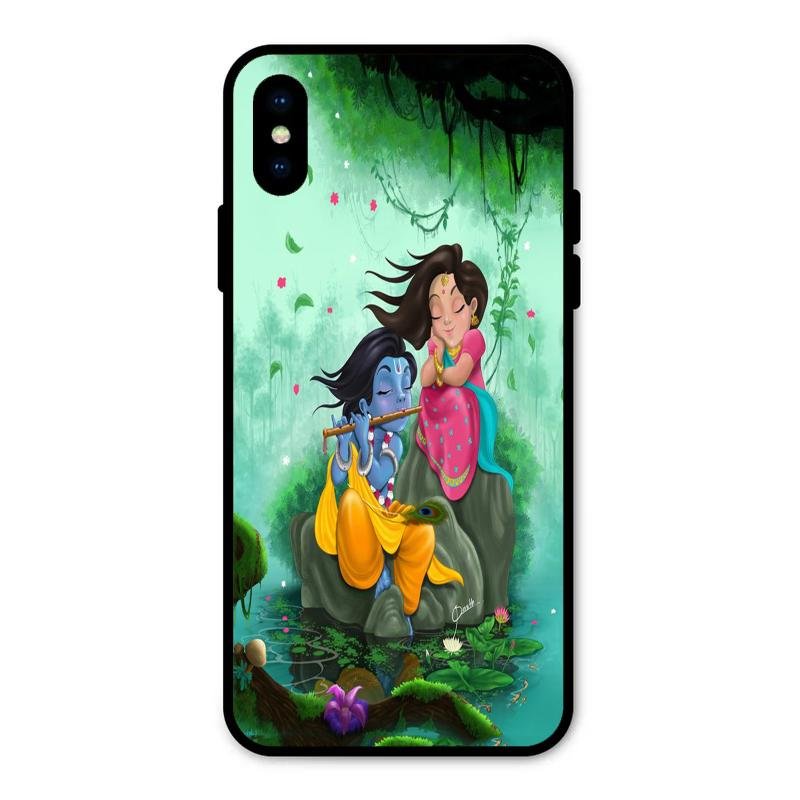 Divine Harmony Radha Krishna Glass Phone Case For iPhone XS