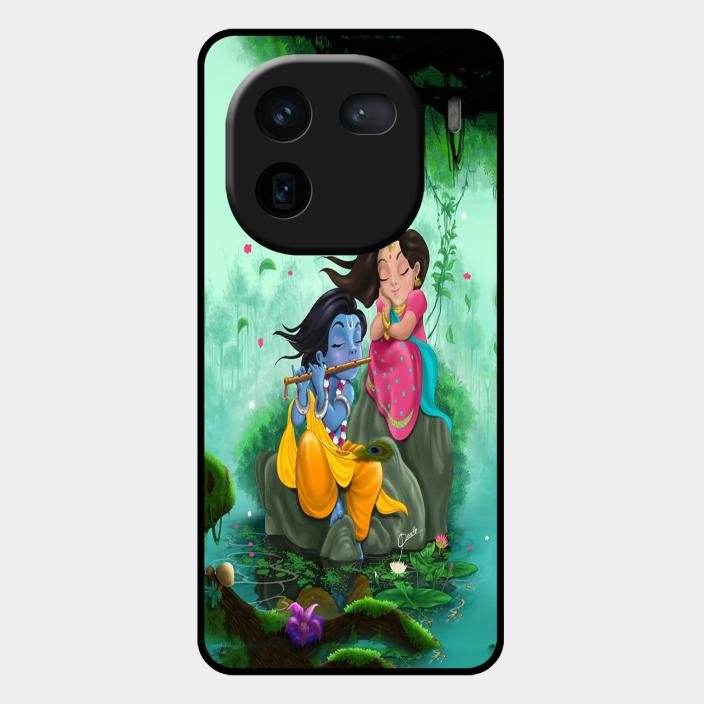 Divine Harmony Radha Krishna Glass Phone Case For Iqoo 12 5G