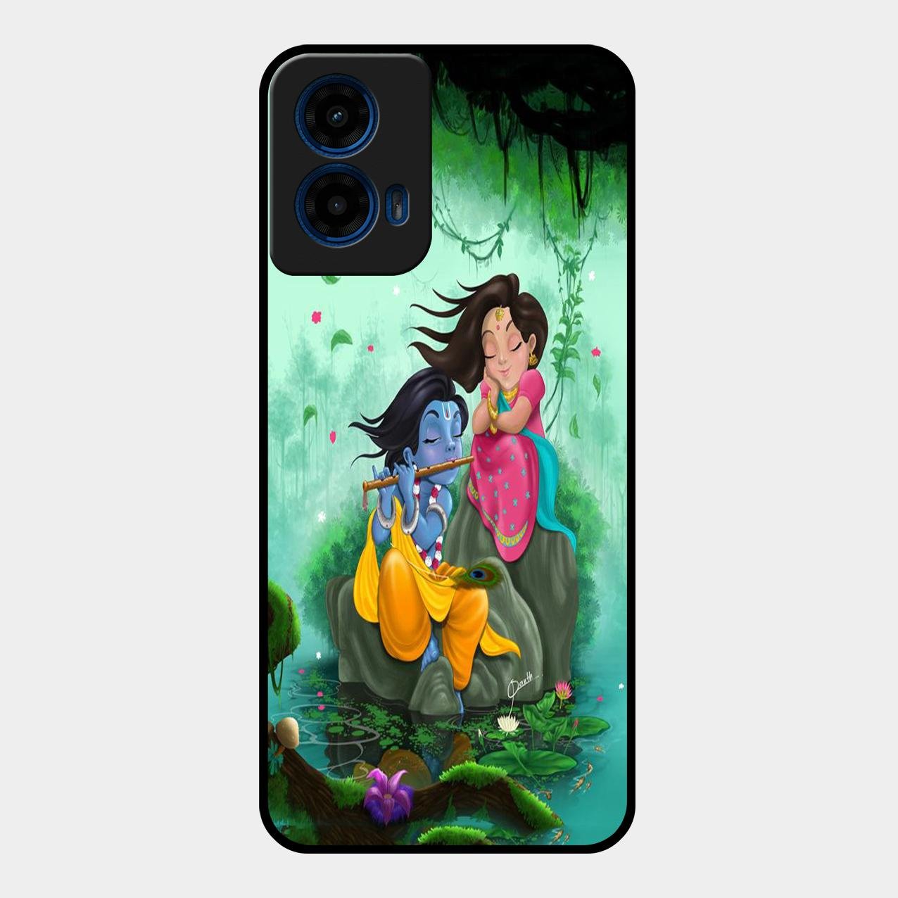 Divine Harmony Radha Krishna Glass Phone Case For Motorola G45 5G