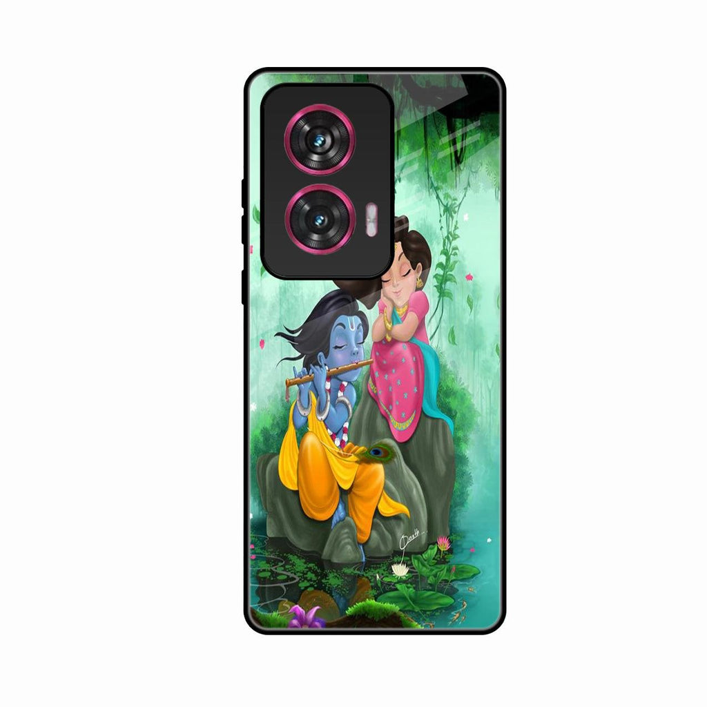 Divine Harmony Radha Krishna Glass Phone Case For Motorola G96 5G