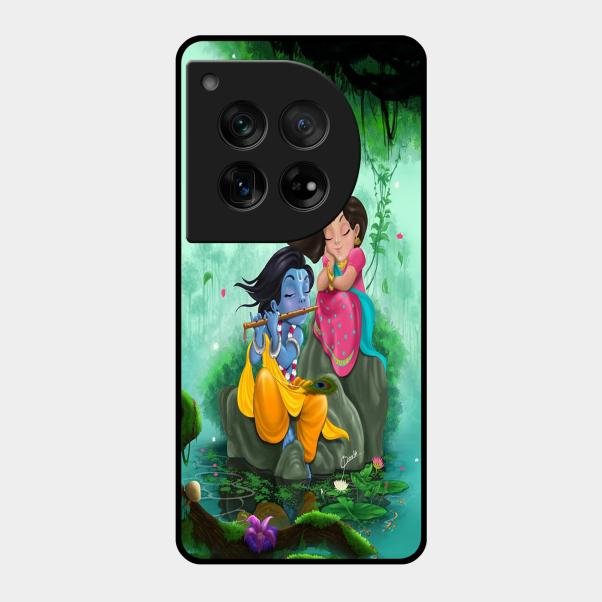 Divine Harmony Radha Krishna Glass Phone Case For Oneplus 12 5G