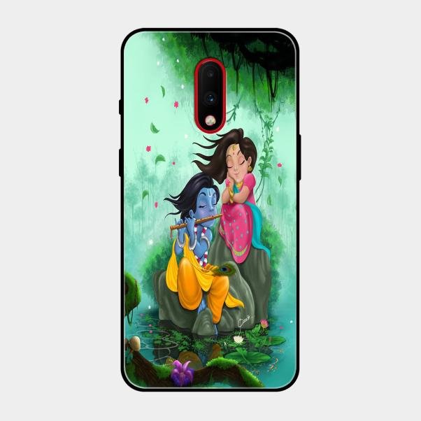 Divine Harmony Radha Krishna Glass Phone Case For Oneplus 7