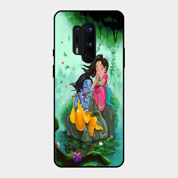 Divine Harmony Radha Krishna Glass Phone Case For Oneplus 8 Pro