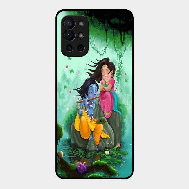 Divine Harmony Radha Krishna Glass Phone Case For Oneplus 9R 5G