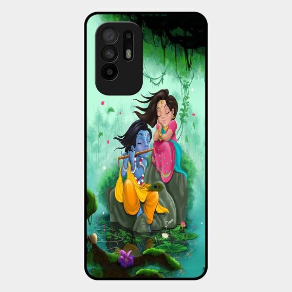 Divine Harmony Radha Krishna Glass Phone Case For Oppo F19 Pro Plus 5G