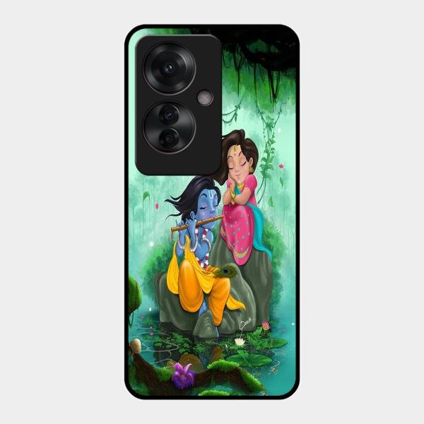 Divine Harmony Radha Krishna Glass Phone Case For Oppo F25 Pro 5G