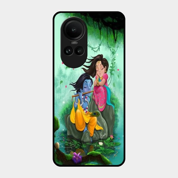 Divine Harmony Radha Krishna Glass Phone Case For Oppo Reno 10 5G
