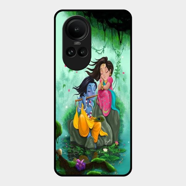 Divine Harmony Radha Krishna Glass Phone Case For Oppo Reno 10 Pro 5G