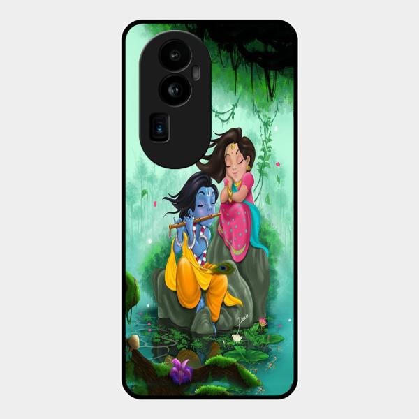 Divine Harmony Radha Krishna Glass Phone Case For Oppo Reno 10 Pro Plus 5G
