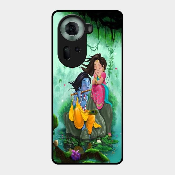 Divine Harmony Radha Krishna Glass Phone Case For Oppo Reno 11 5G
