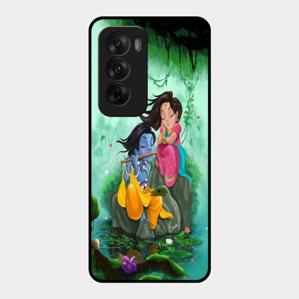 Divine Harmony Radha Krishna Glass Phone Case For Oppo Reno 12 5G