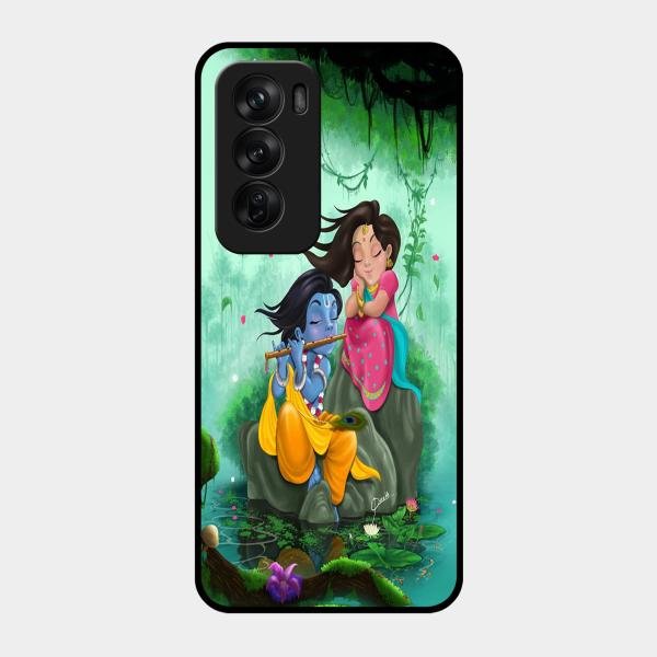 Divine Harmony Radha Krishna Glass Phone Case For Oppo Reno 12 Pro 5G