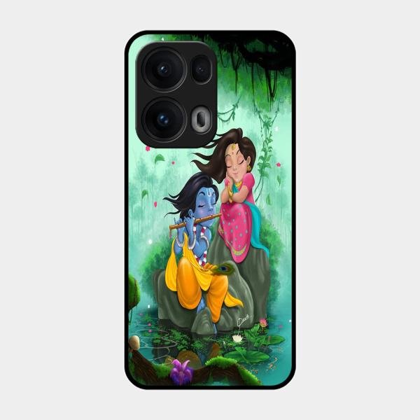 Divine Harmony Radha Krishna Glass Phone Case For Oppo Reno 13 Pro 5G