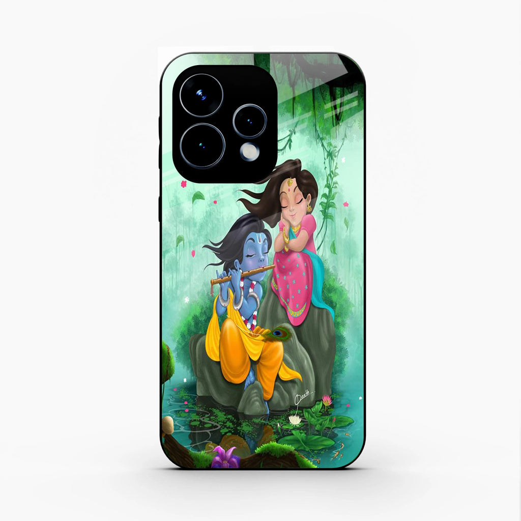 Divine Harmony Radha Krishna Glass Phone Case For Oppo Reno 15 5G