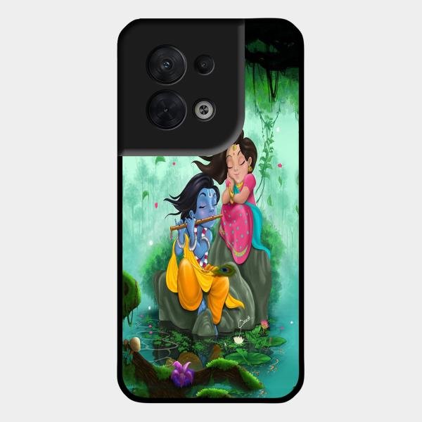 Divine Harmony Radha Krishna Glass Phone Case For Oppo Reno 8 5G