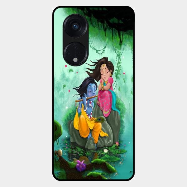 Divine Harmony Radha Krishna Glass Phone Case For Oppo Reno 8T 5G