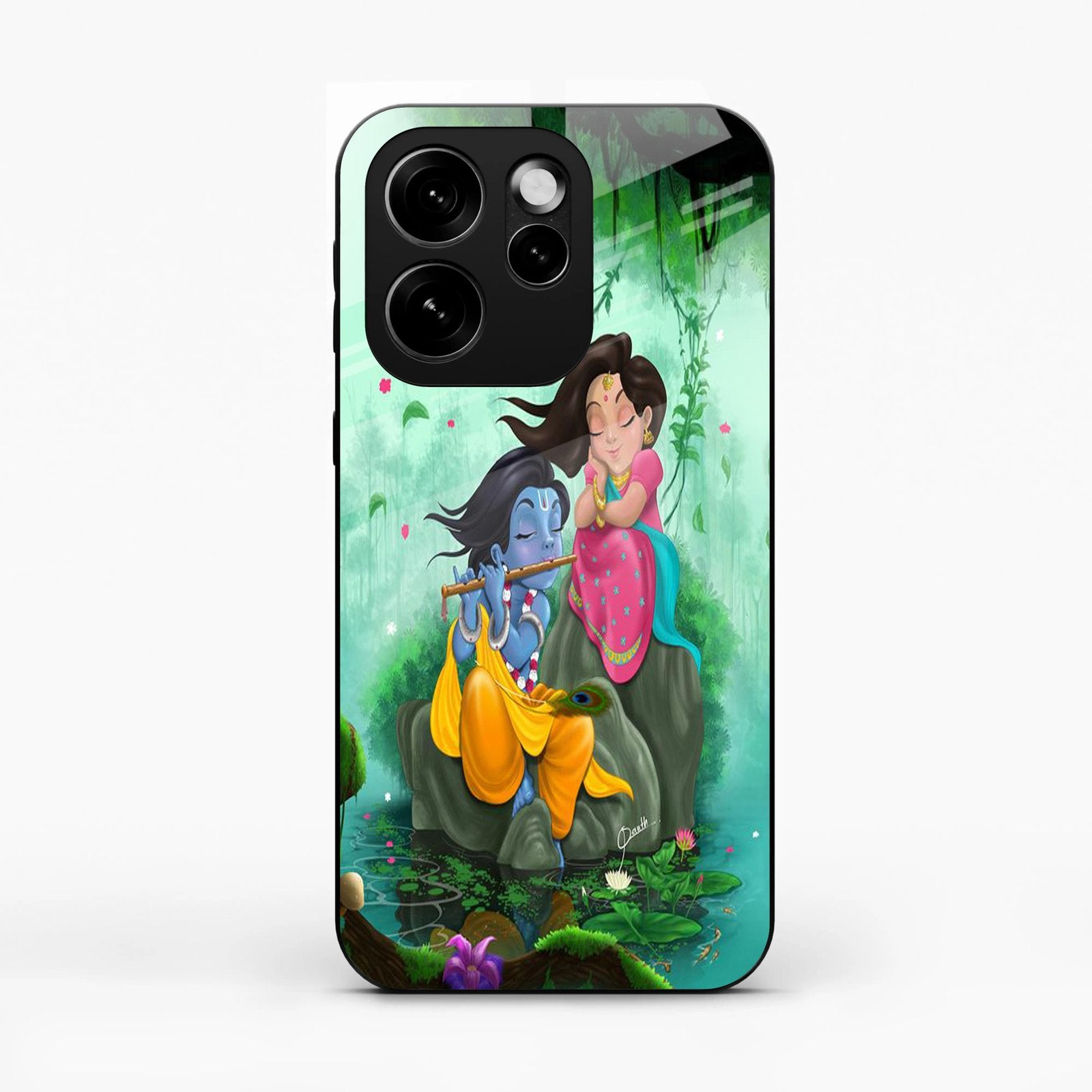 Divine Harmony Radha Krishna Glass Phone Case For Oppo Reno15 Pro 5G