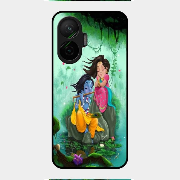 Divine Harmony Radha Krishna Glass Phone Case For Poco F7 5G